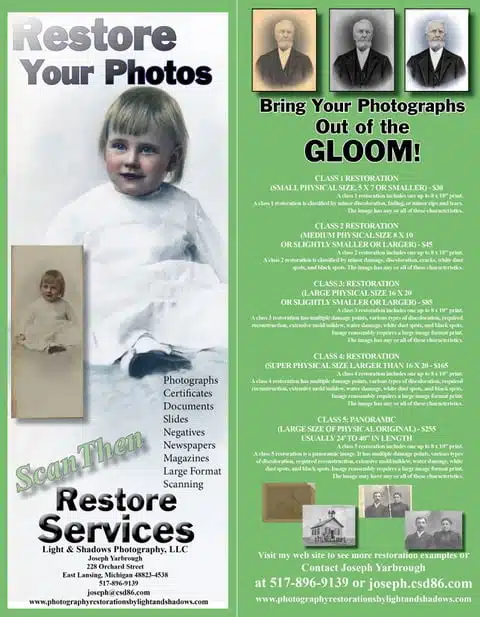 Partners in Design: Photography Restoration with Joe Yarbrough 2021 04 21 combo light green Restoration Rack Cards